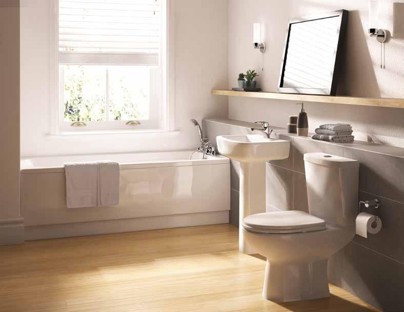 Pure A contemporary compact bathroom suite which brings you an upmarket look for less, with a short projection toilet and basin,