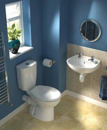 Suite Shown Includes Acrylic bath and front bath panel (not pictured) Eco basin and semi-pedestal One piece Eco toilet Bath taps and waste Mono basin mixer tap and waste toilet seat 1700 330 410 730