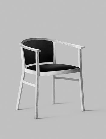 CHAIR STRUCTURE IN NATURAL OR LACQUERED ASH. PADDED BACKREST AND SEAT.