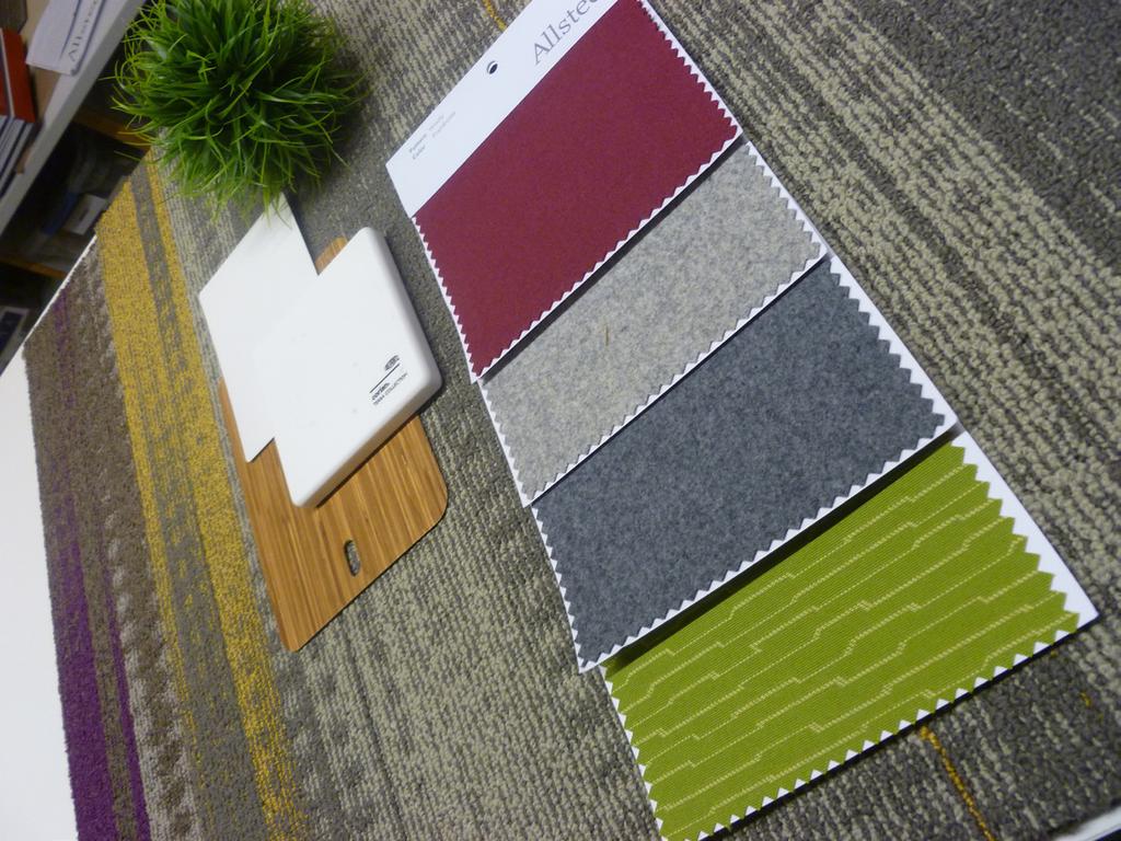 PROVOKE MATERIALS PALETTE The space would benefit from carpeting and upholstery to absorb the acoustics.