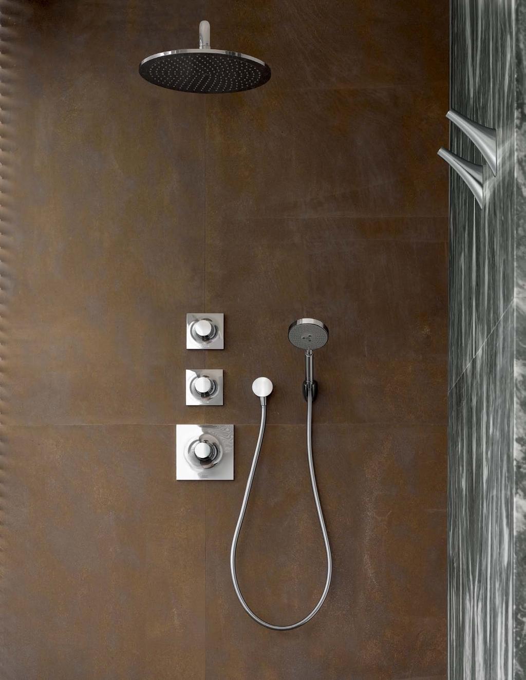 Thermostatic plus Two Volume Controls. Fine-tuning your shower experience is as natural as it is intuitive in this shower configuration.