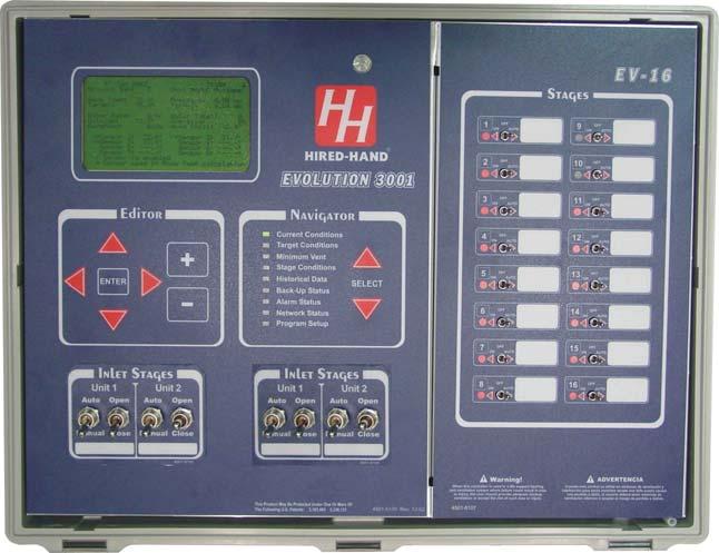 Main Display (Larger Scrolling Area) Editor Buttons EVOLUTION 3001 FRONT PANEL Stage switches (ON, OFF, AUTO) 'Stage On' Indicators White spaces are for stickers to identify stage operations Optional