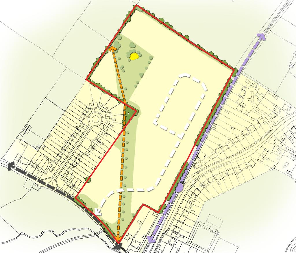 08 THE FRAMEWORK Application Site (8.17ha) Existing trees and hedgerows Existing roads roposed Residential (5.92ha) roposed structure planting Existing ublic Right of Way roposed ublic Open Space (1.