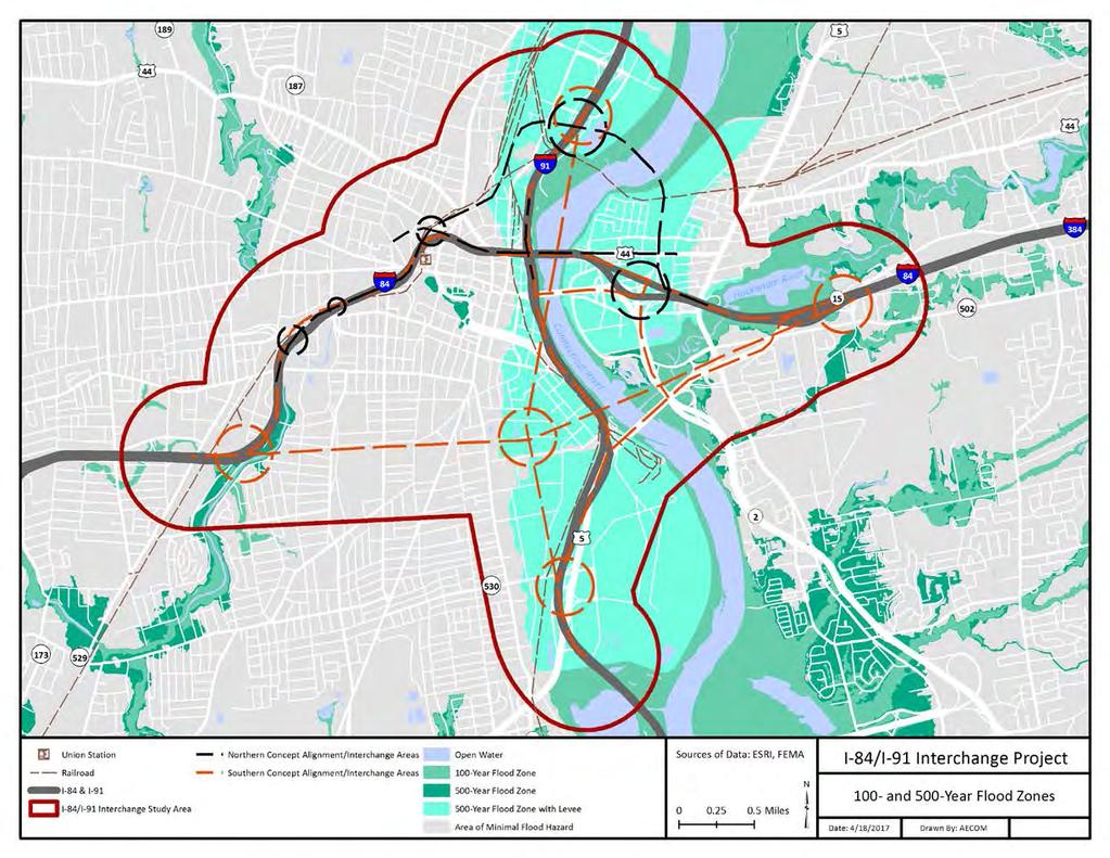 Flood Prone Areas Study area: ~1,200 acres in 100-year flood zone ~2,230 acres