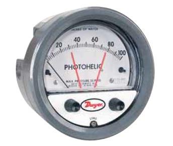Photohelic The photohelic differential pressure switch/gage measures the difference in pressure between the bench exhaust and the room.