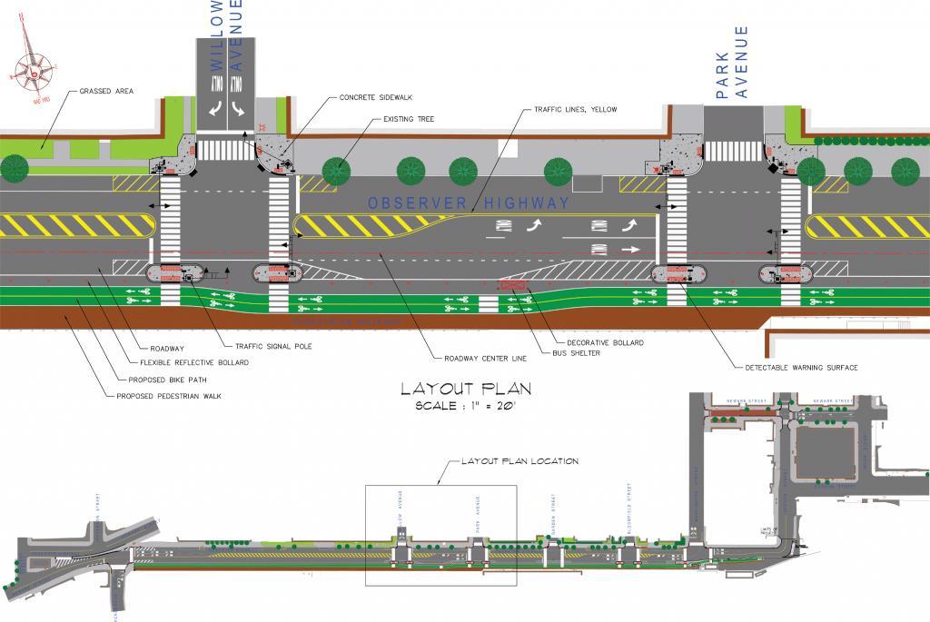 Project layout - REQUIRED Identifies: Bicycle and pedestrian accommodations Safety features Interactions between