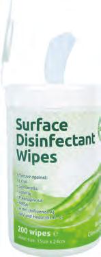 7 8 9 200 Surface Disinfectant Wipes 200 wipe tub - 10% IPA Sheet size: 20 x 20cm 200 Surface Disinfectant Wipes 200 wipe tub Sheet size: 15 x 24cm 40 Hand & Surface Disinfectant Wipes 40 wipe