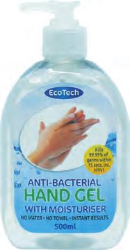HAND HYGIENE EcoClenz Anti-bacterial Hand Gels - 70% Alcohol The ideal disinfectant for hands, with a