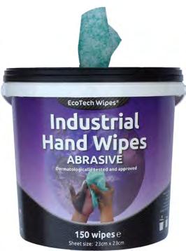 4 5 Industrial Hand Wipes Abrasive 150 wipe bucket Sheet size: 23 x 23cm Industrial Hand Wipes Abrasive 80 wipe tub