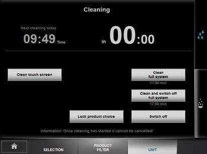 Cleaning 9.4.2 Starting the cleaning program The cleaning program for the machine runs mainly automatically. The following points should be carried out nevertheless:.