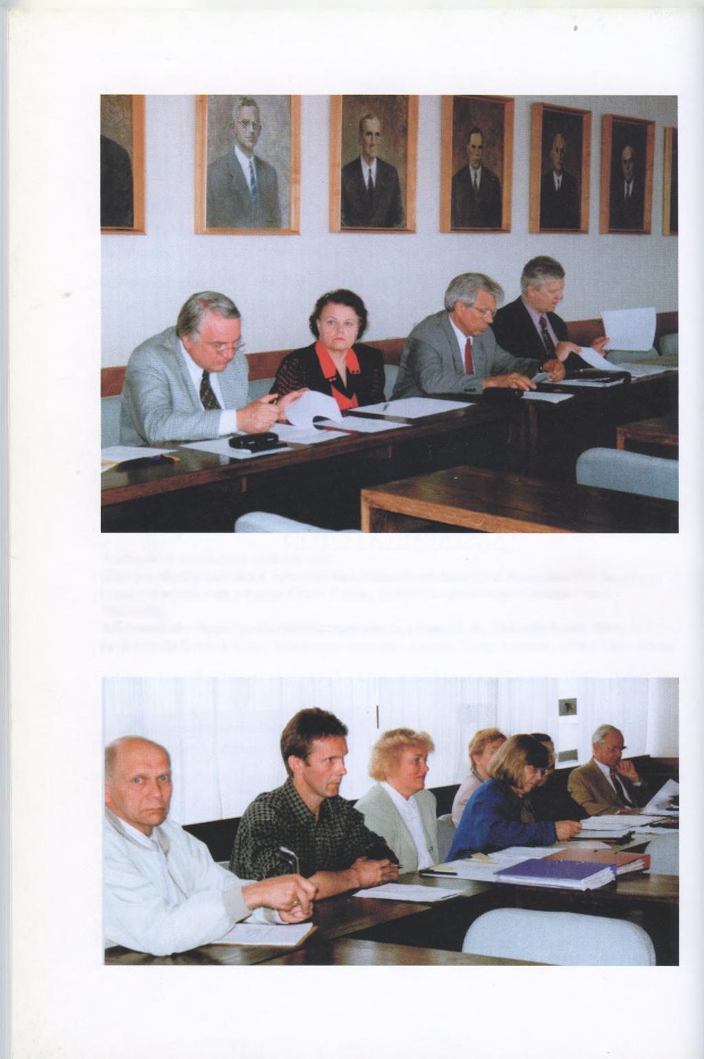 Aastapäeva toimkonna töökoosolek Ülal (vasakult): prorektor Rein Küttner, ülikooli sekretär