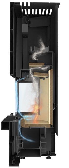 of outputs. During combustion, the double spin system reaches optimum efficiency and emission values in a much wider range of outputs than standard solutions.