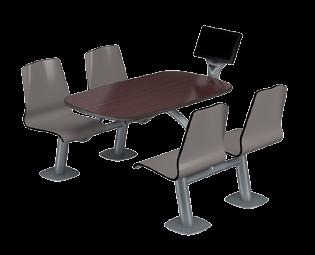 Cluster Tables 4-Seat Rectangular Top Table with 4 seats attached*