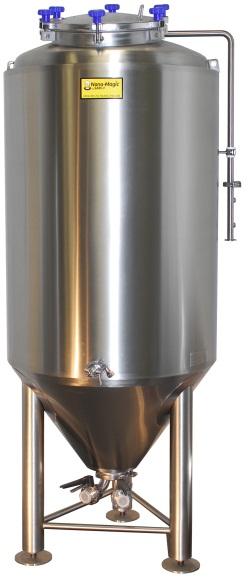 Bright Beer Serving Vessel 4 bbl., glycol cooled, 139 gallons total capacity 124 gal. working capacity. 0% excess capacity 6 overall height, 30 inside diameter, 33 OD 14.