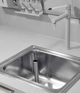The mobile sink is connected directly to the service wing or
