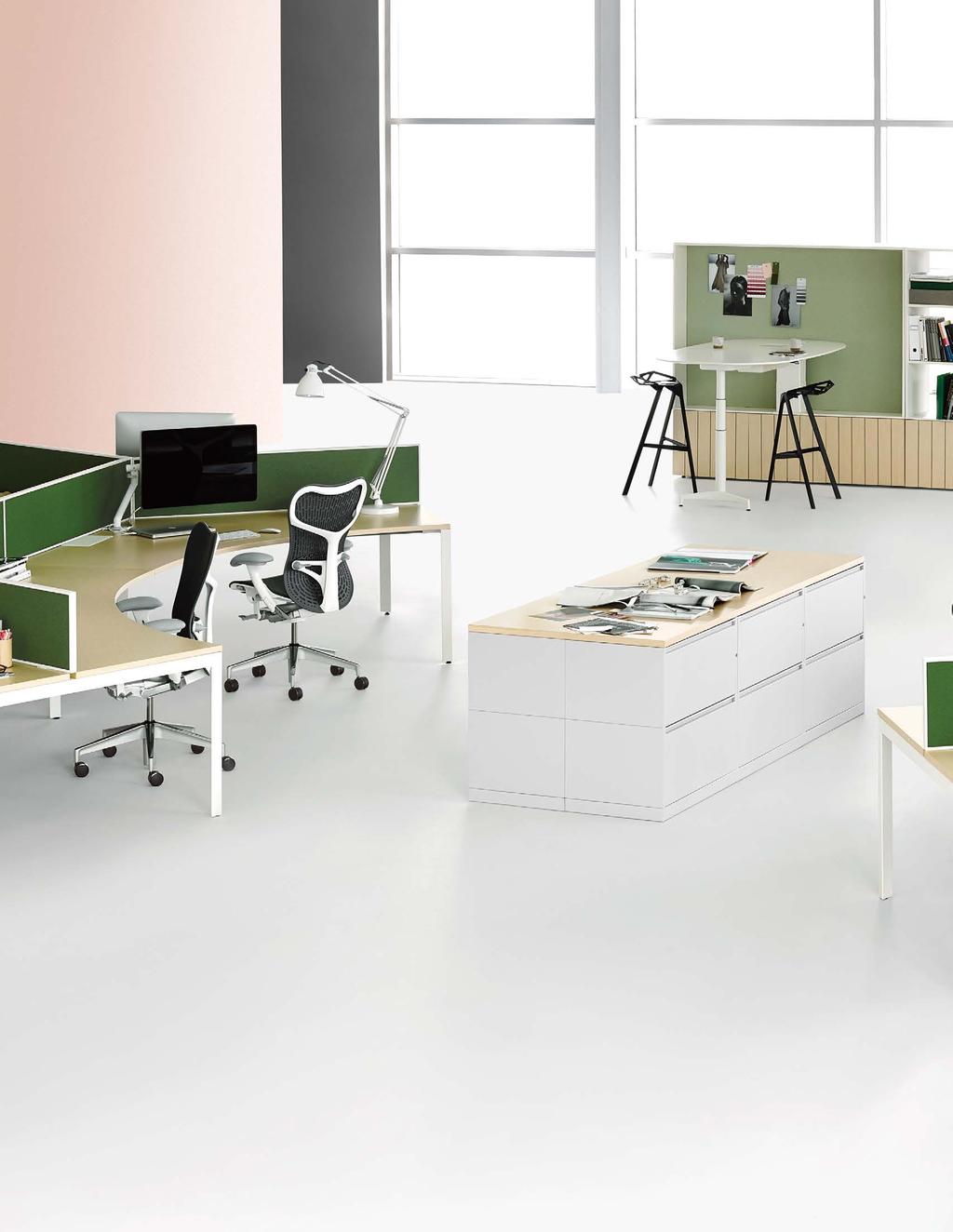 In combination with any of our workspace solutions, Meridian provides storage, boundary, and