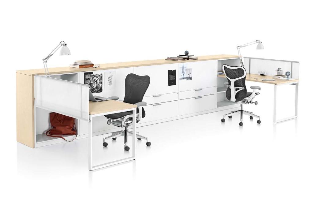 Flexible A Meridian configuration can simultaneously provide storage, display, boundary, and surfaces for work. Modular and reversible, Meridian quickly and easily adapts as an organization grows.
