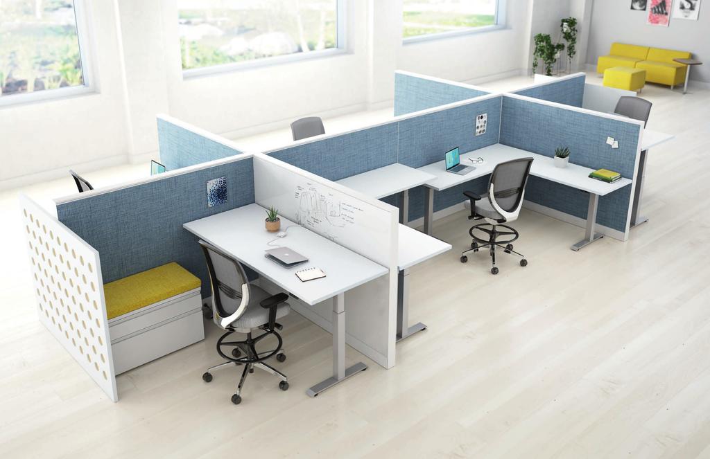 STANDALONE, SET APART As a standalone option, Xsede Height Adjust excels especially when positioned against panels for privacy and worker autonomy.