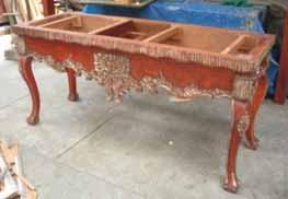 Custom Carved & Gilded Furniture Two drawer TV Console Table designed for the Orient Express hotel in Cusco, Peru based on