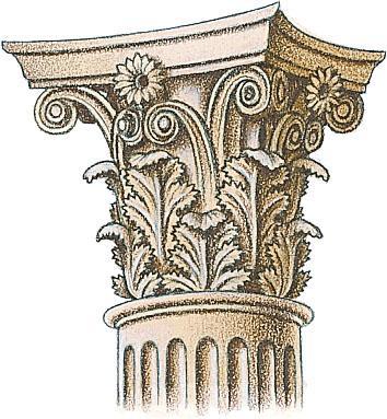 Corinthian Order: shafts have entasis = bulging to make column