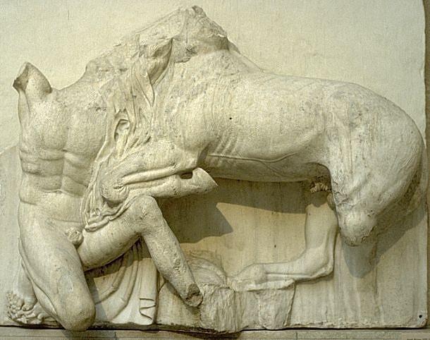 south metopes: battle of the Lapiths against
