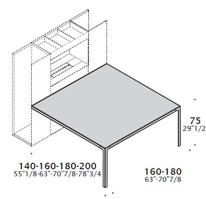 DIMENSIONS MEETING TABLE - H75 / H90