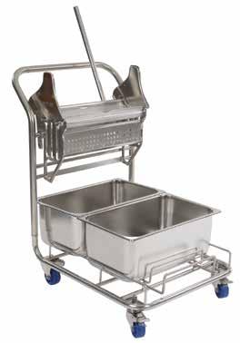 Contec Bucket Systems Stainless Steel Multi-Bucket System 2700 Stainless steel cart with two buckets and downpress wringer Lightweight and easy to maneuver, the 2700 cart is fully autoclavable and