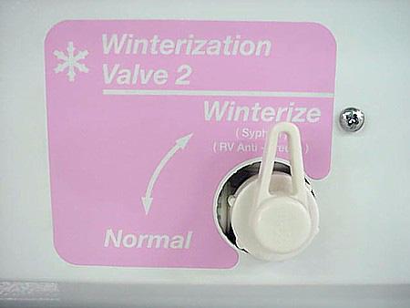 nontoxic RV antifreeze solution. Turn the handle to Wintertize position. By-pass Valve Location On water center main panel.