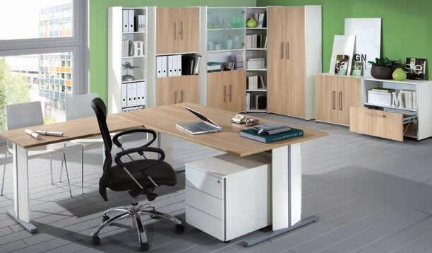 Two different shapes are available: a) C-Form b) Side-panel desks with a height-adjustable desktop from till cm.