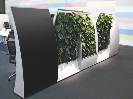 mood wall as plant wall The 1800 mm high linear model can be fitted with individual plants.