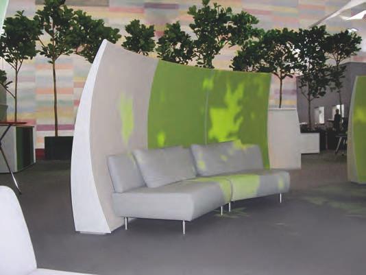 mood wall as rounded model The 1800 mm high rounded models can be arranged to create an array of circular
