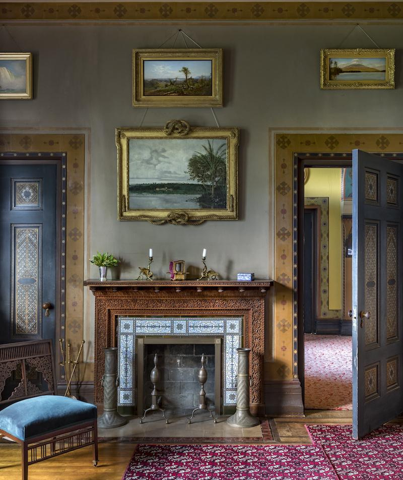 East parlor of the main house at Olana; over the fireplace, Frans Post, View of Frederica City in Paraíba, 1638, from the Colección Patricia Phelps de Cisneros Photo: Peter Aaron/OTTO, courtesy