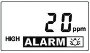 Table B: Alarm Signals (H 2 S) Alarm Type Display Cause Buzzer & LED Vibration Alarm Over Range Reading > maximum range 3 beeps/sec once every second High Reading > High Alarm Limit 3 beeps/sec once