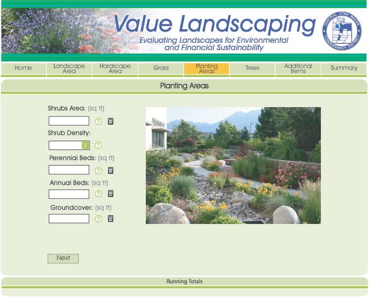 Figure 2. Sample input screen from vle.cuwcd.com Expanding the Model One of the largest landscape water users in Utah is the LDS Church.