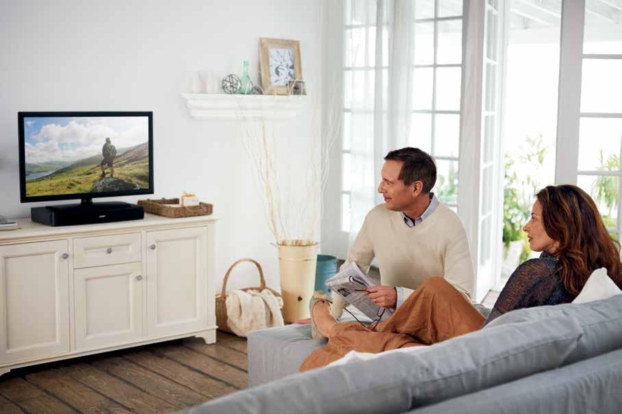Solo 15 TV sound system Clearly better TV sound. A high-performing speaker that fits under flat-screen TVs. No receiver required.