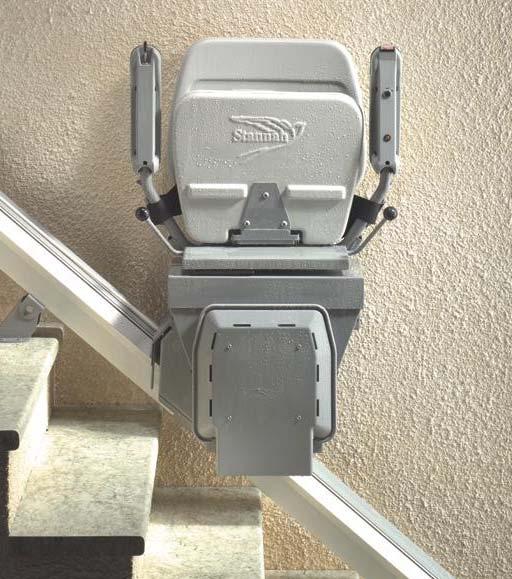 At the same time, the back of the chair faces down the stairs thus safely blocking the staircase. Note: The stairlift will not operate unless the seat is returned to its original travelling position.