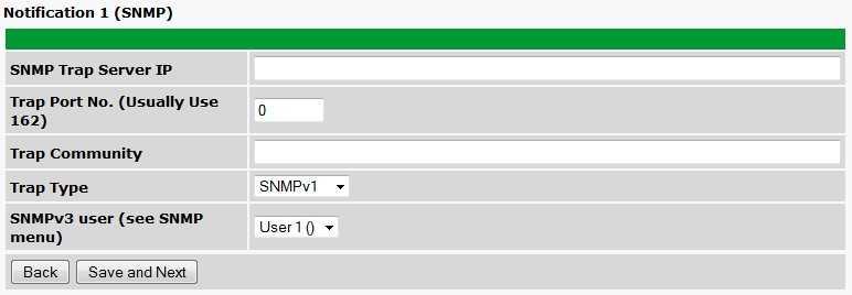 38 4. At the SNMP Notification screen, you'll enter your network's SNMP settings. Enter the IP address of your SNMP Trap Server.