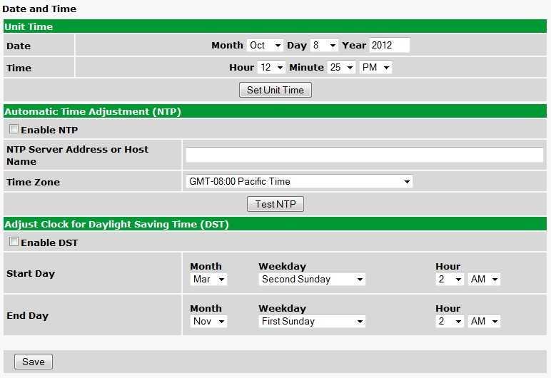 7.6 Date and Time Fig..25 The Provisioning > Date and Time menu Unit Time Set today's date. Set the current time.