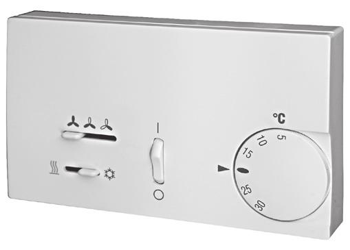Dimensions: 118x87x8 mm Manual or automatic speed switch. Manual Summer/Winter switch. Electronic thermostat for valve(s) control (on-off).