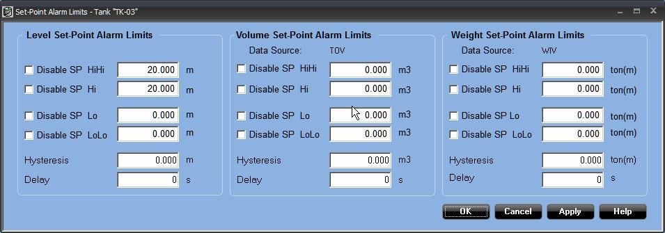 Reference Manual 4. Click OK to close the Tank Set-Point Alarm Setup window and activate the selection. NOTE!