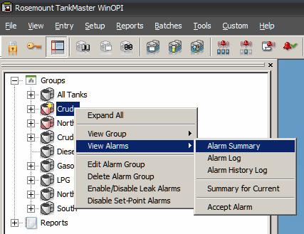 To view a summary of current alarms for a group, do one of the following: In the Workspace, select a group and from the View > Alarms menu, choose Alarm >