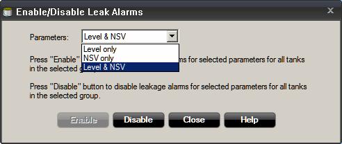 Reference Manual 5.5.1 Enable/Disable Leak Alarms The Enable/Disable Leak Alarms function is used to enable or disable leak alarms for entire groups.