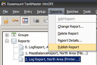 In the WinOpi workspace, right-click on the report to be published and select Publish Report. Or, select a report and from the main menu, go to Reports > Publish Report.