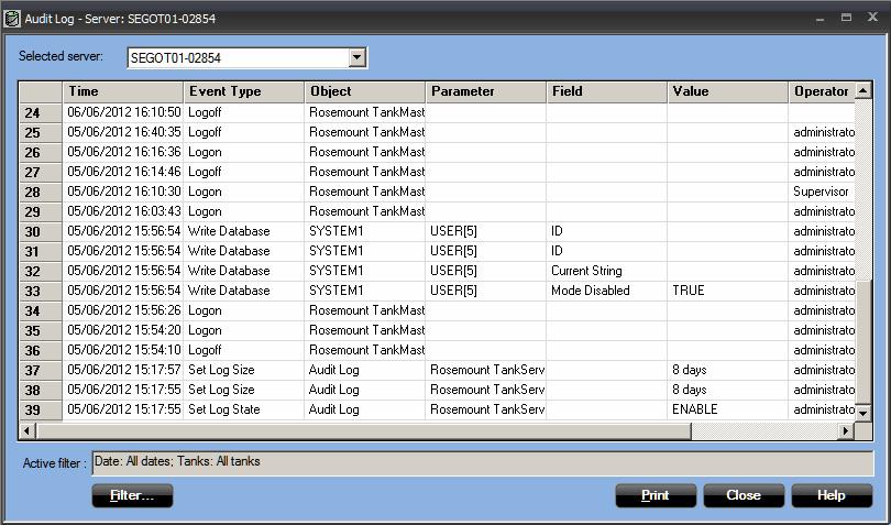 Reference Manual 7.2 VIEWING THE AUDIT LOG To open the Audit Log: 1. Select Tools > View Audit Log. 2. Select a server.