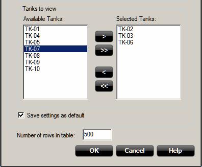 Reference Manual Filtering by tanks The audit log can be filtered to only display events which related to specific tanks: 1.
