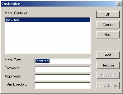 This enables you to add a menu item to the Tools menu for easy access to a program, such as TankMaster WinSetup; or design windows to show specific parameters. 9.