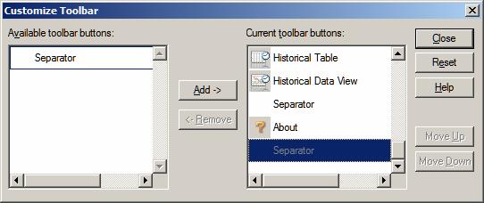 Reference Manual 9.3 CUSTOMIZING THE TOOLBAR The Toolbar contains several buttons which act as shortcuts to actions and tools in WinOpi (see Section 2 The WinOpi Main Window).
