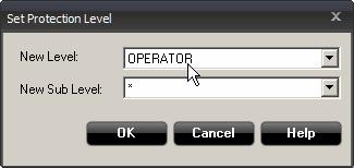 Click on Protection Level in the menu. NOTE! To be able to change the Protection Level, the user must be logged on as an Administrator (* * * * *). 4.