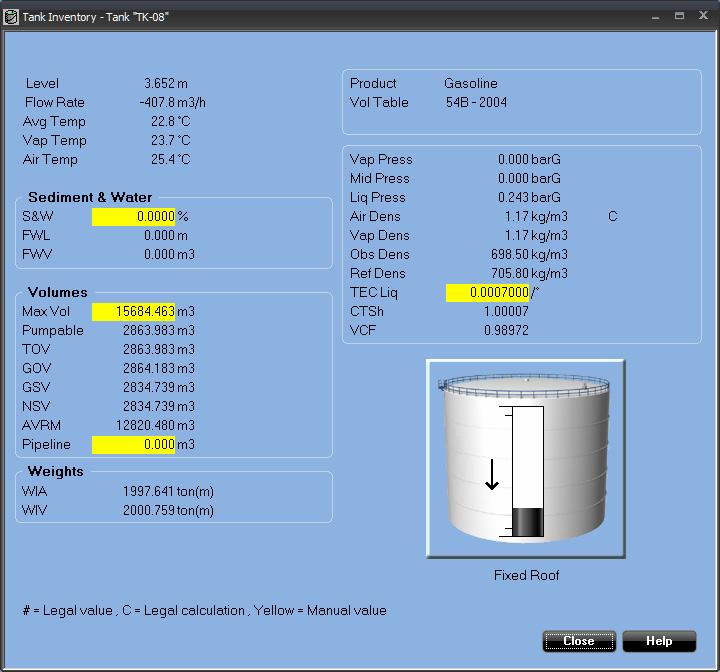 Reference Manual 3.2 INVENTORY DATA Product and inventory data for a tank can be conveniently viewed in one window. 3.2.1 Tank Inventory To view product and inventory data for a specific tank: 1.