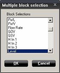 Reference Manual Selecting parameters for All Tanks The Sample Setup window allows you select parameters (blocks) which can be sampled for all tanks.